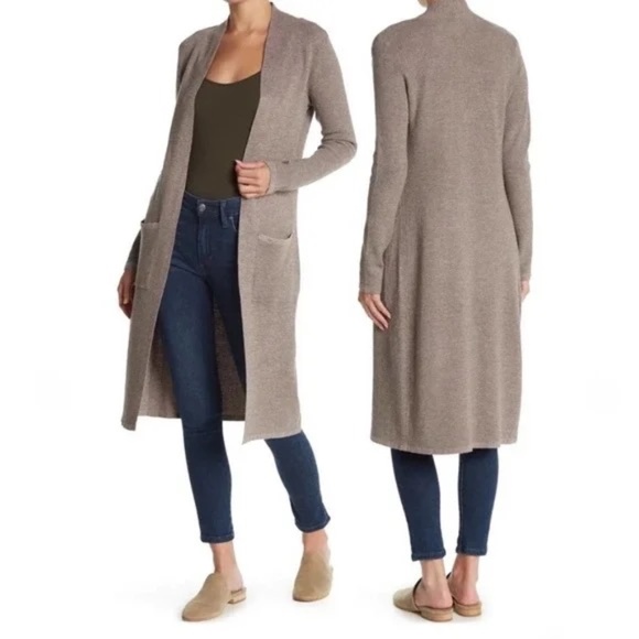 Cyrus Devotion Taupe Open Front Cardigan Sweater Duster Size Medium - Picture 1 of 8